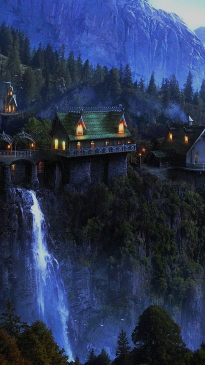 Обои Властелин Колец, леголас, Ривенделл, Хоббит, водопад в разрешении 720x1280