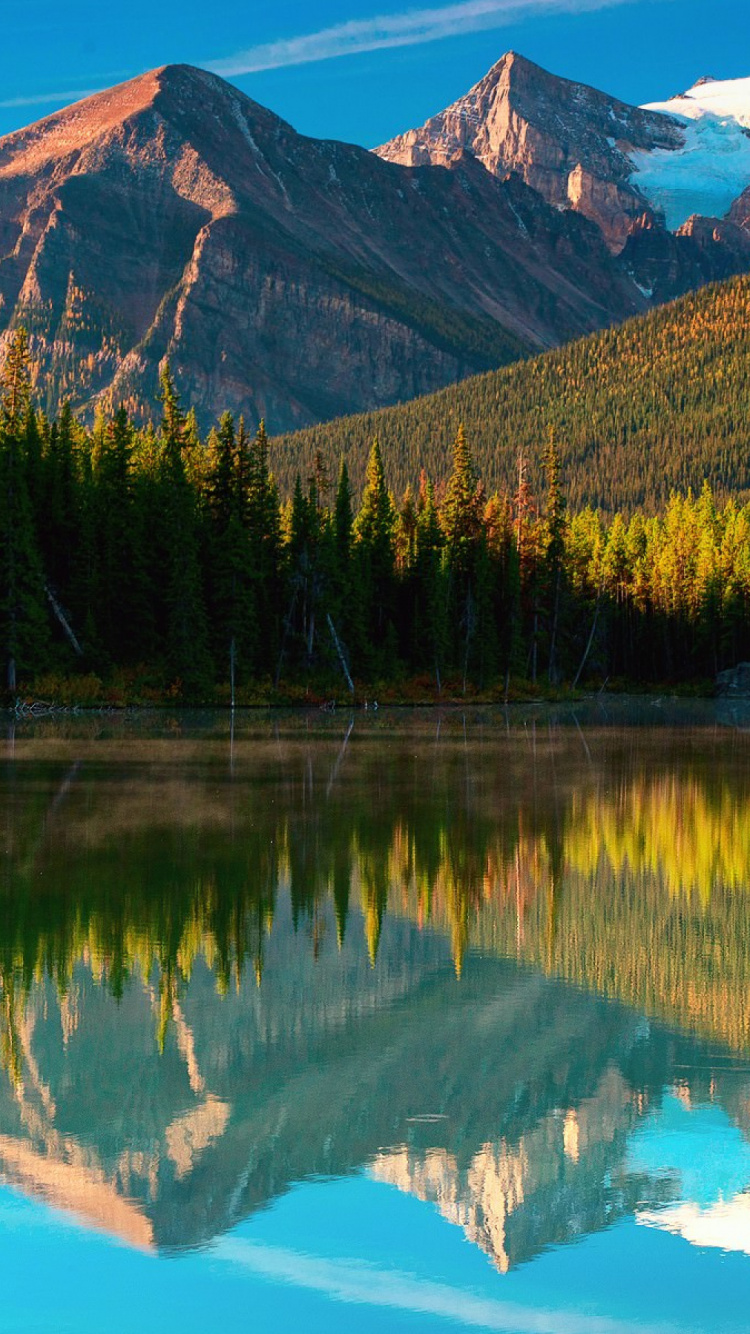 Обои Герберт Озеро, моренное озеро, отражение, природа, гора в разрешении 750x1334