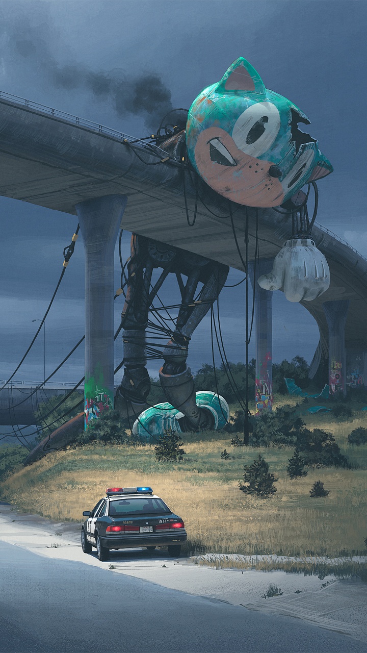 Обои электрическое состояние, арт, артист, концепт арт, Амазон Прайм Видео в разрешении 720x1280