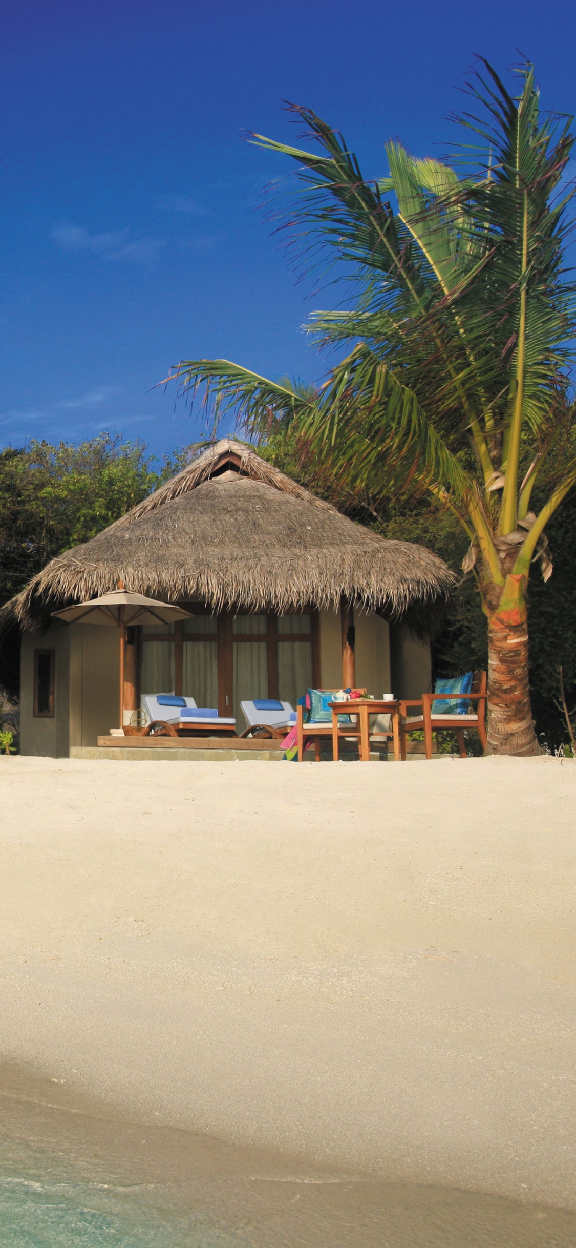 Обои пляж фронта, Тза, Отель Anantara Дхигит Мальдивах, прибежище, пляж в разрешении 1125x2436