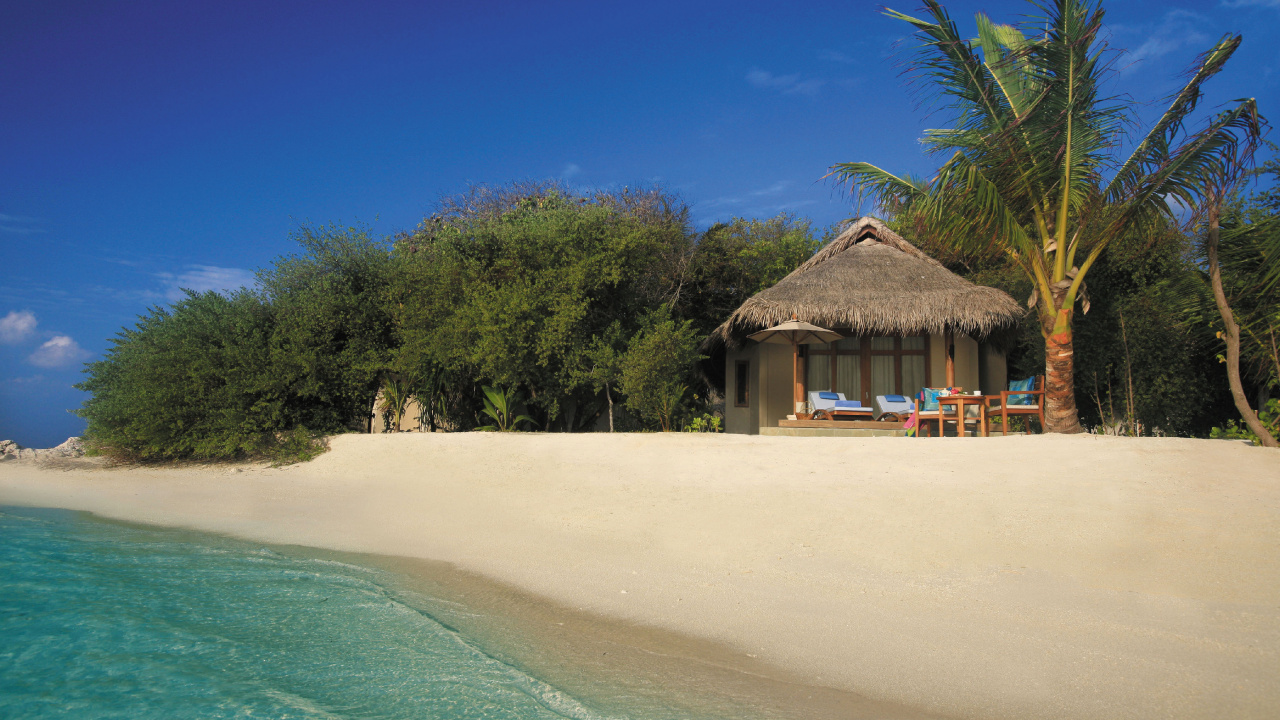 Обои пляж фронта, Тза, Отель Anantara Дхигит Мальдивах, прибежище, пляж в разрешении 1280x720