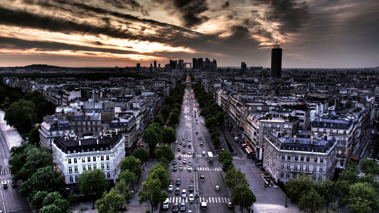 Обои Париж, городской пейзаж, городской район, ориентир, город в разрешении 1280x720