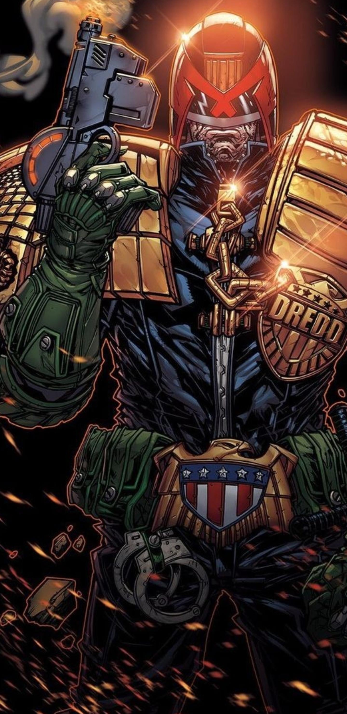 Обои судья Дредд, судья дредд обложка, судья дредд лжесвидетель 1, судья дредд лжесвидетель 3, 2000 г. в разрешении 1440x2960