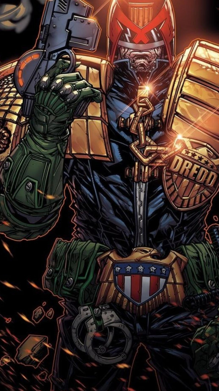 Обои судья Дредд, судья дредд обложка, судья дредд лжесвидетель 1, судья дредд лжесвидетель 3, 2000 г. в разрешении 750x1334