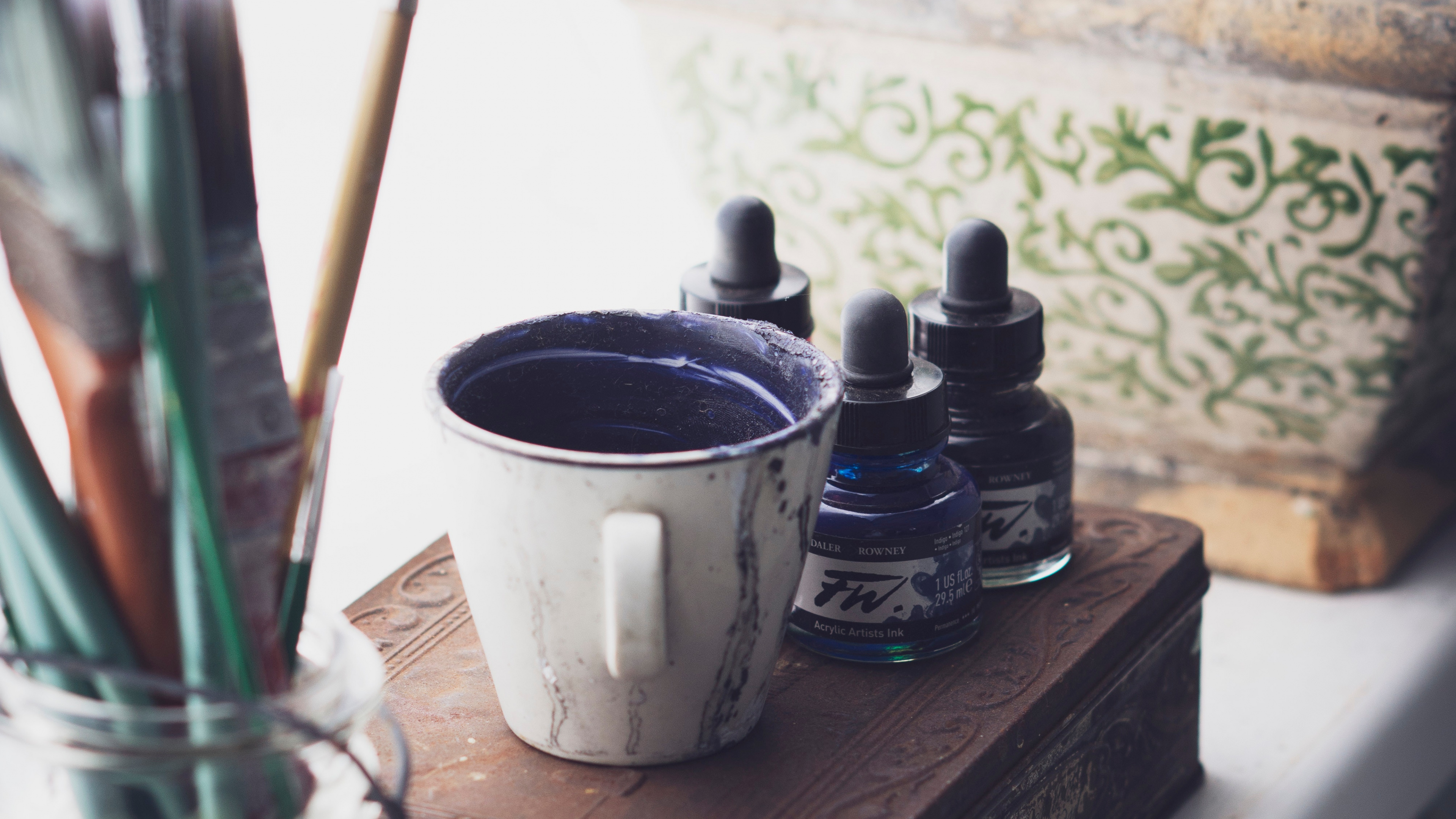 Обои акварельная живопись, чернила, живопись, артист, арт в разрешении 3840x2160