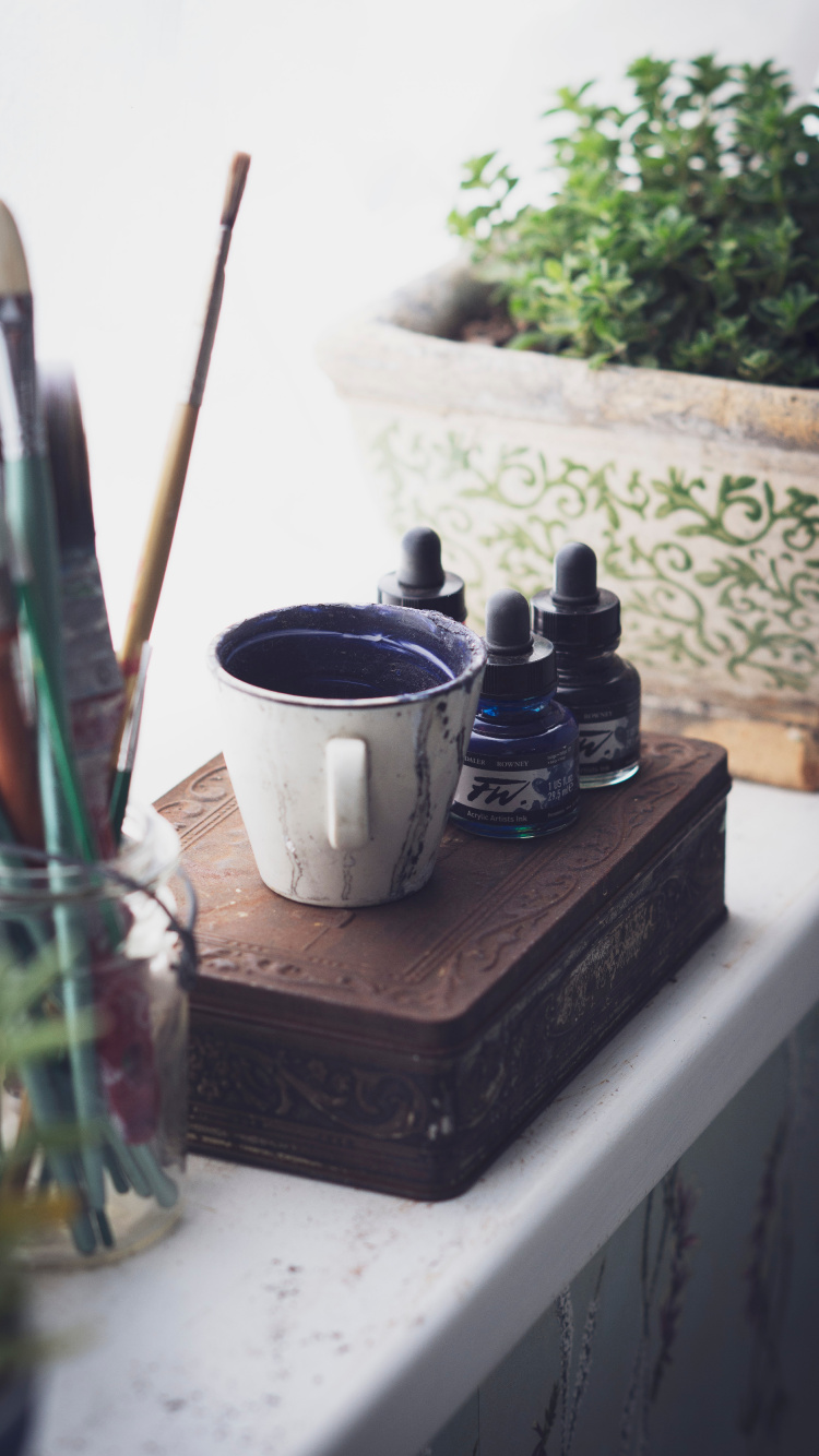 Обои акварельная живопись, чернила, живопись, артист, арт в разрешении 750x1334