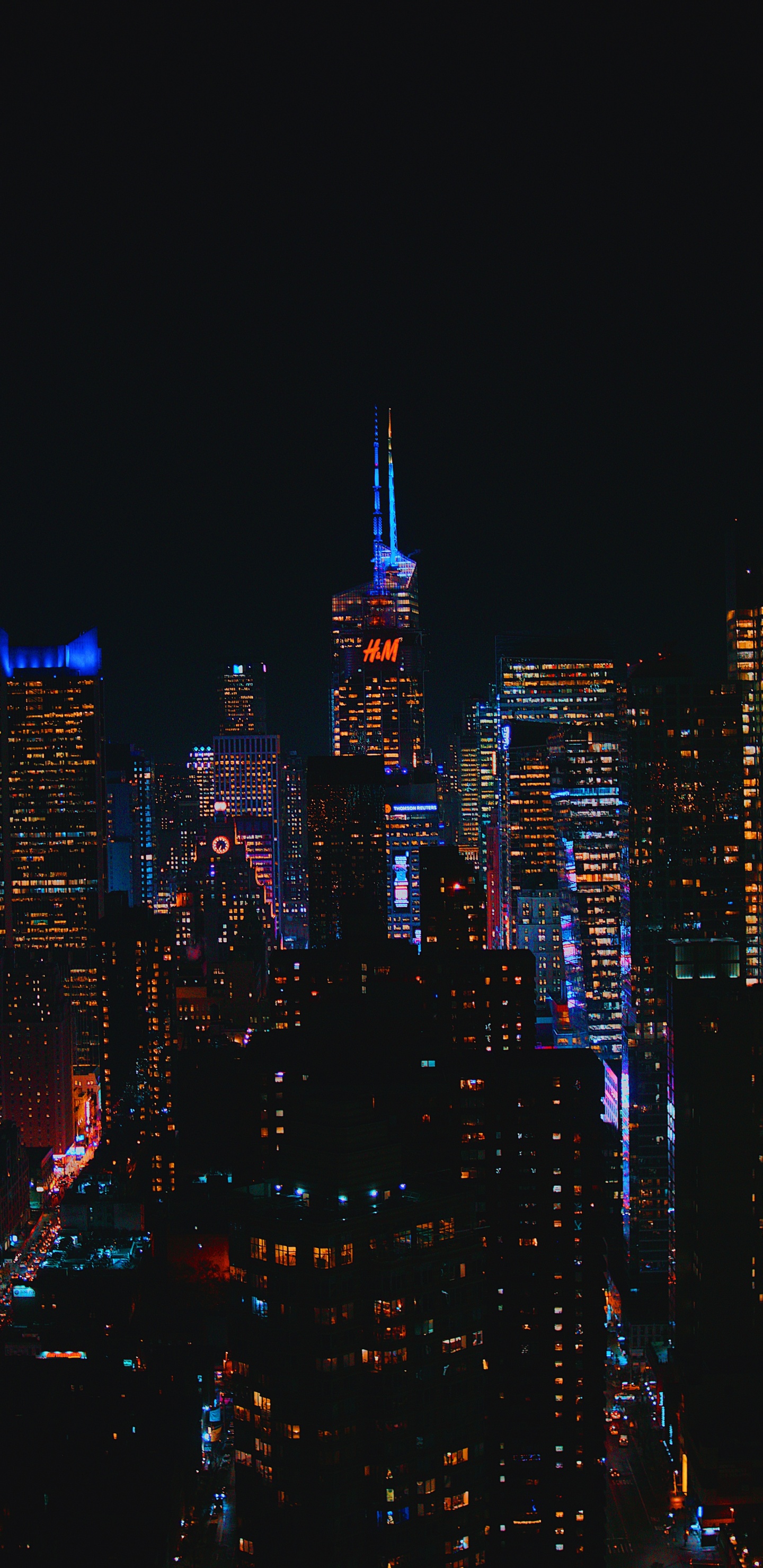 Обои Париж, город, ночь, городской пейзаж, метрополия в разрешении 1440x2960