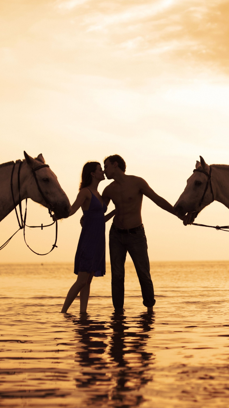 Обои конь, дружба, кобыла, жеребец, живая природа в разрешении 750x1334