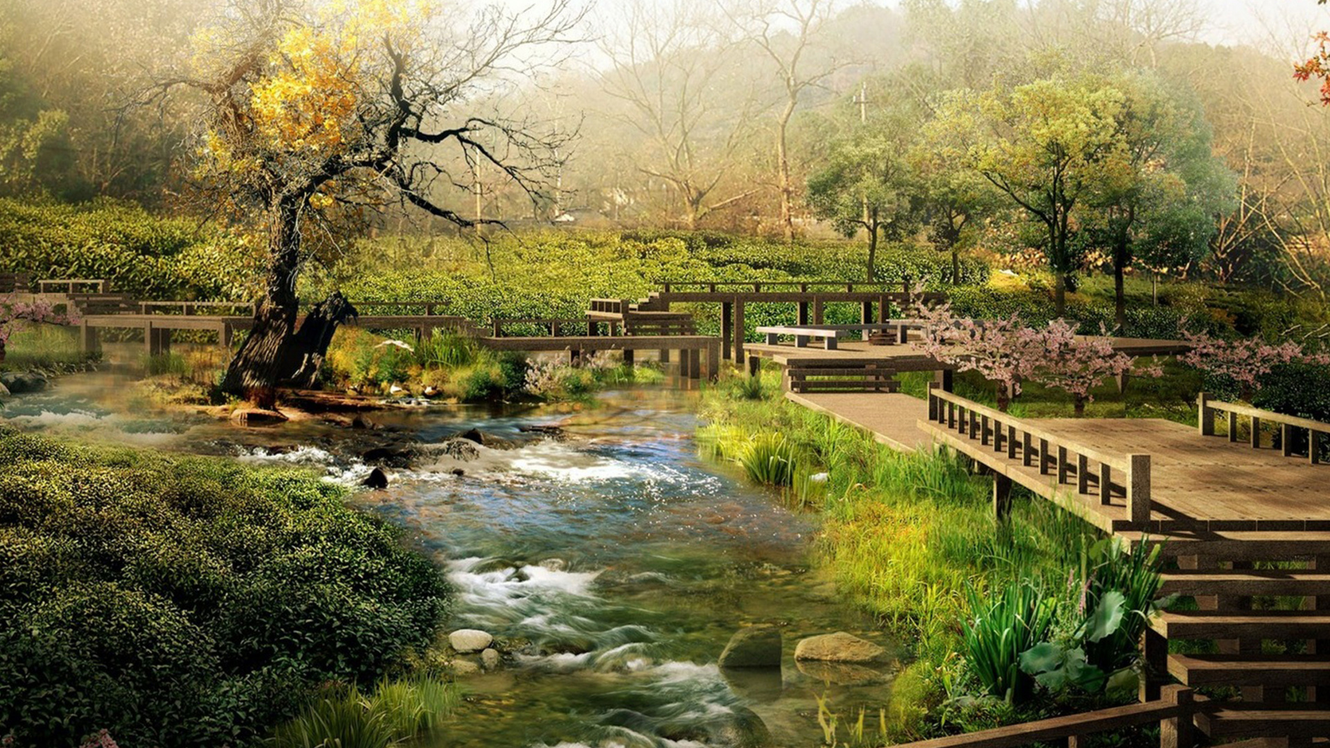 Обои пейзаж, природный ландшафт, природа, вода, растительность в разрешении 1920x1080