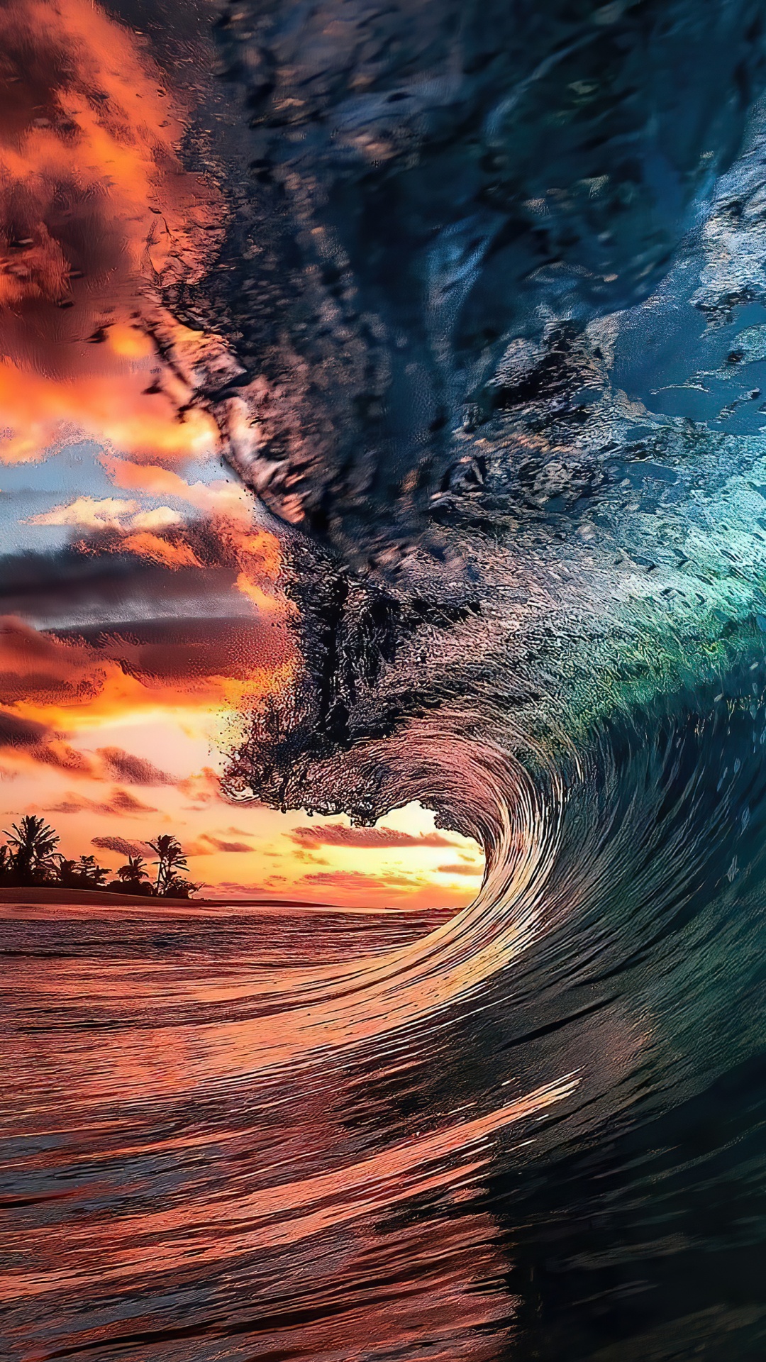 Обои облако, атмосфера, вода, послесвечение, природный ландшафт в разрешении 1080x1920