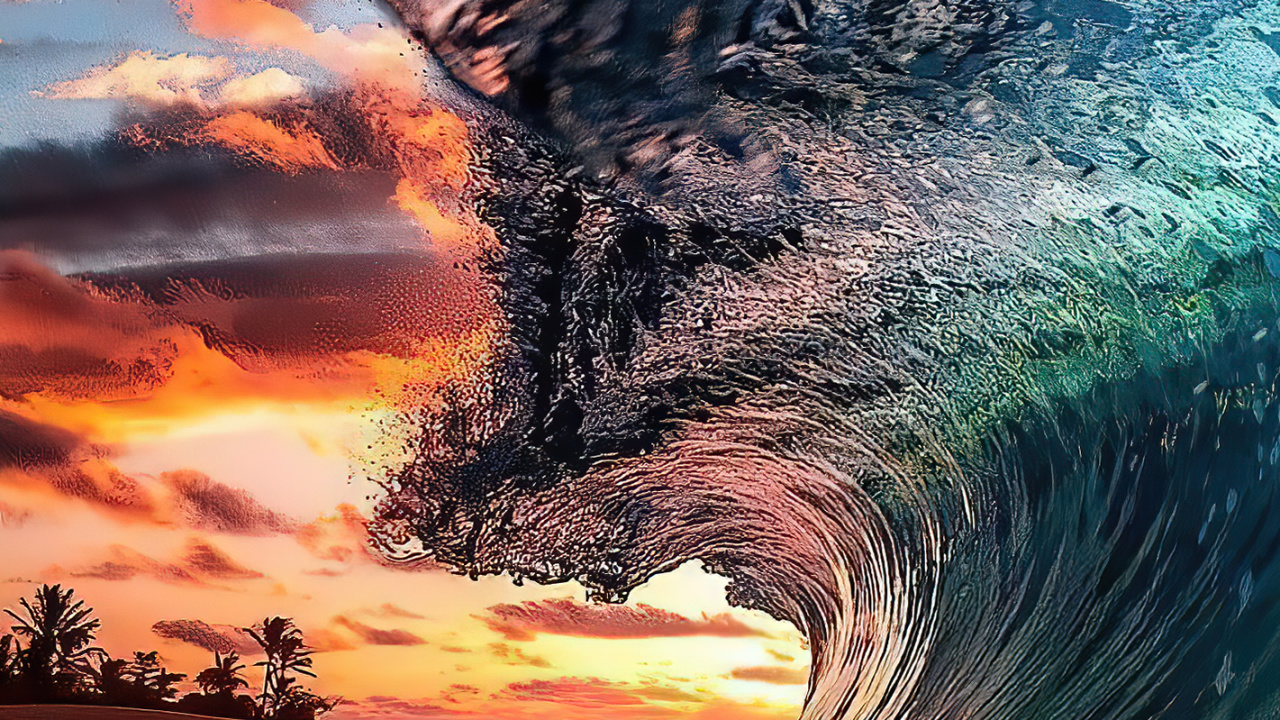 Обои облако, атмосфера, вода, послесвечение, природный ландшафт в разрешении 1280x720