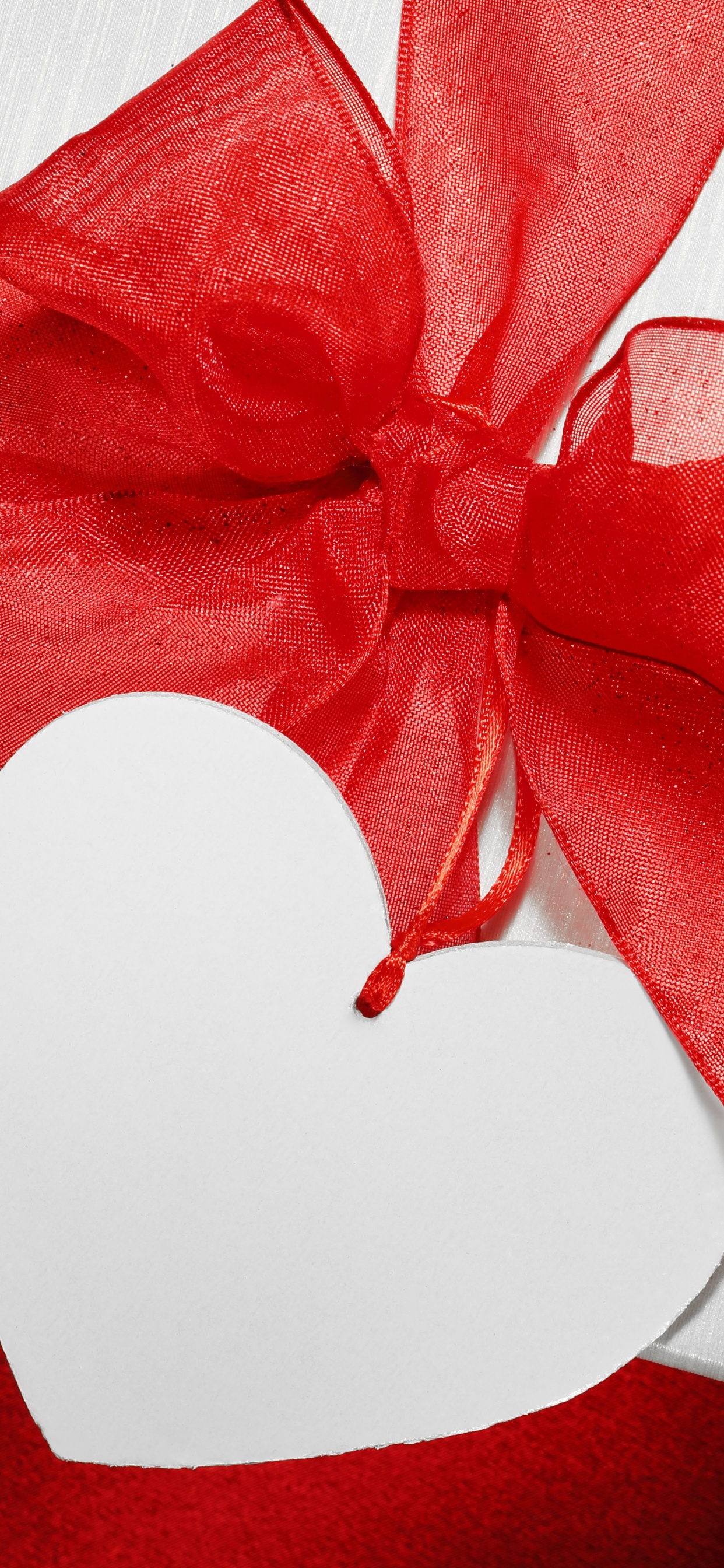 Обои любовь, сердце, День Святого Валентина, красный цвет, лента в разрешении 1242x2688