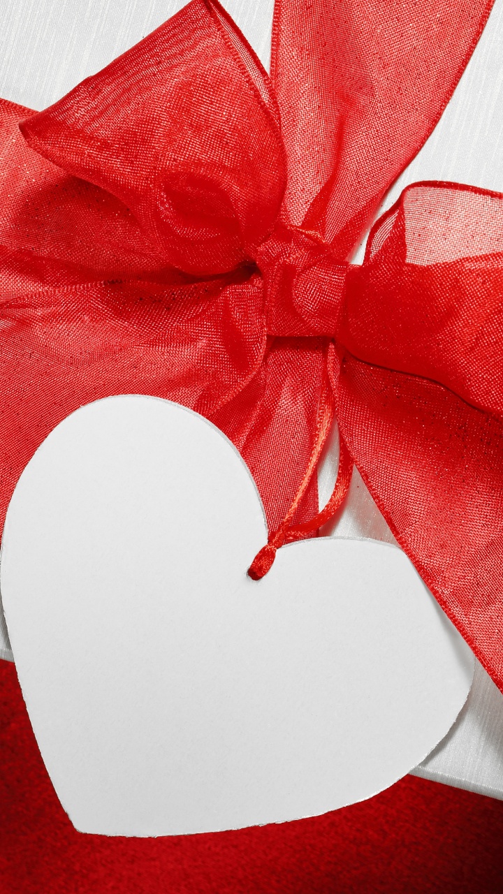 Обои любовь, сердце, День Святого Валентина, красный цвет, лента в разрешении 720x1280