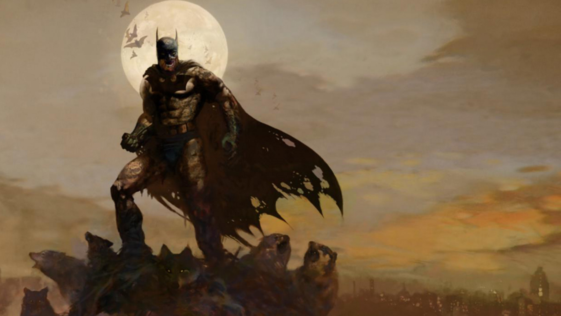 Обои Бэтмен, Джокер, комиксы dc, арт, живопись в разрешении 1920x1080