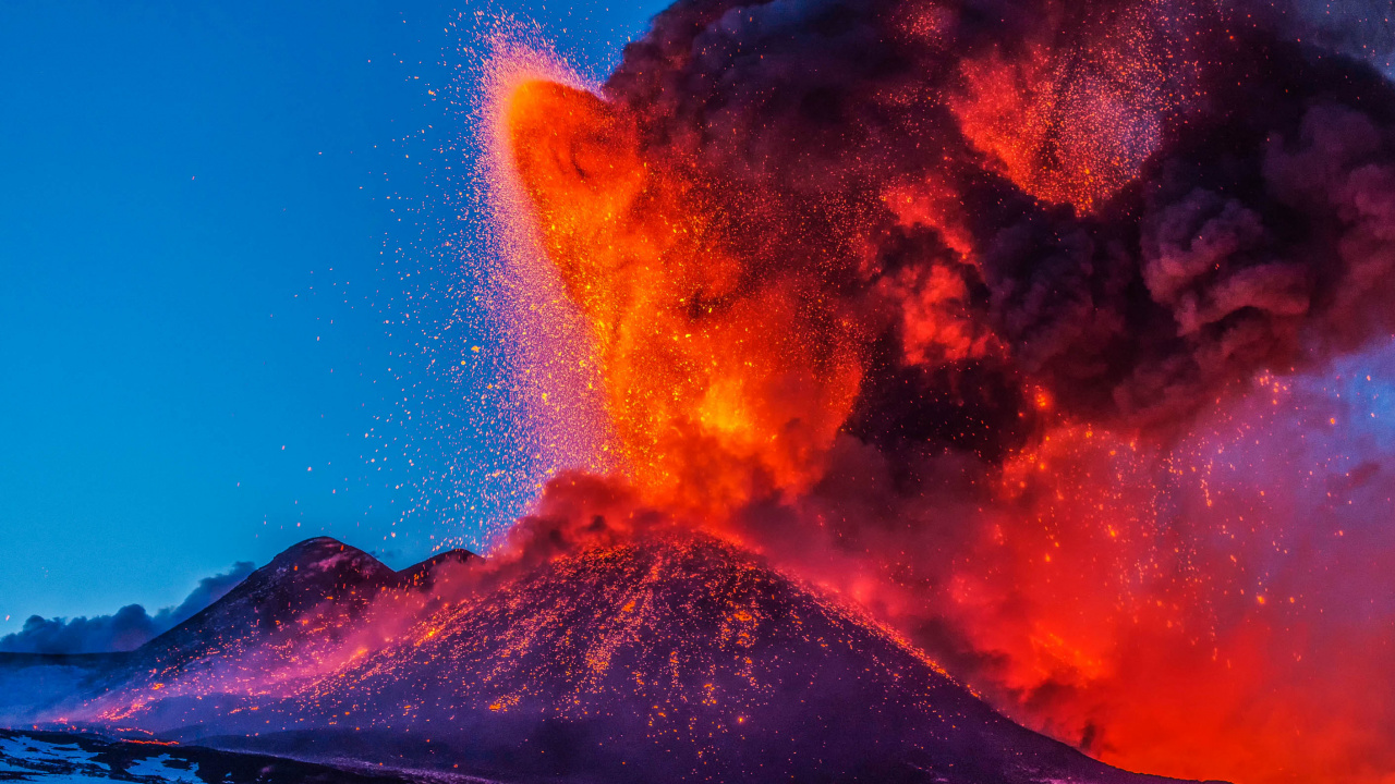 Обои вулкан, лава, щитовой вулкан, стратовулкан, купол лавы в разрешении 1280x720