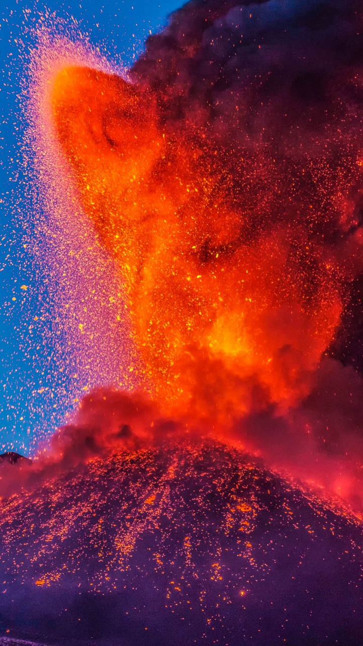 Обои вулкан, лава, щитовой вулкан, стратовулкан, купол лавы в разрешении 720x1280