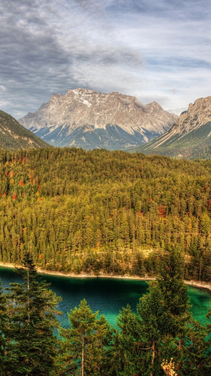 Обои Цугшпитце, гора, природа, дикая местность, каровое озеро в разрешении 720x1280