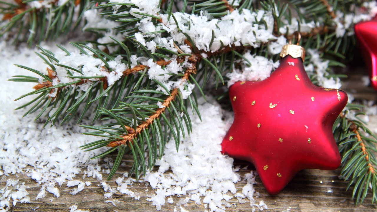 Обои Рождественский день, Новый год, ветвь, рождественский орнамент, пихта в разрешении 1280x720