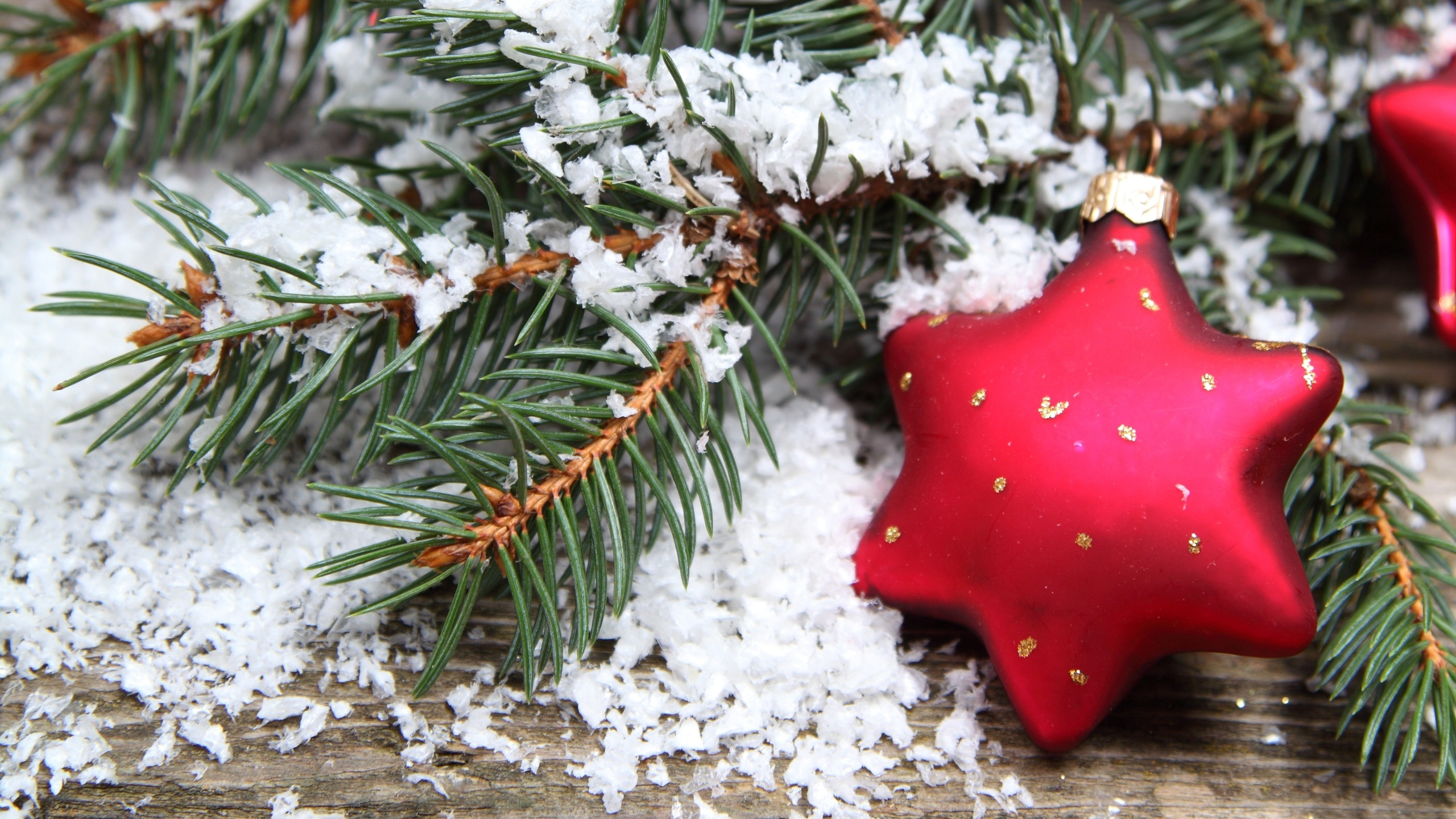 Обои Рождественский день, Новый год, ветвь, рождественский орнамент, пихта в разрешении 2560x1440