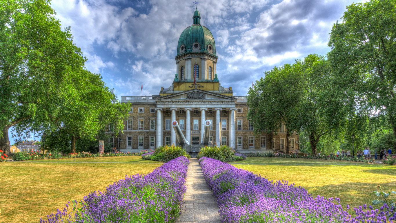 Обои имперский военный музей лаванды, Музей Лондона, музей, имперский военный музей, природа в разрешении 1366x768