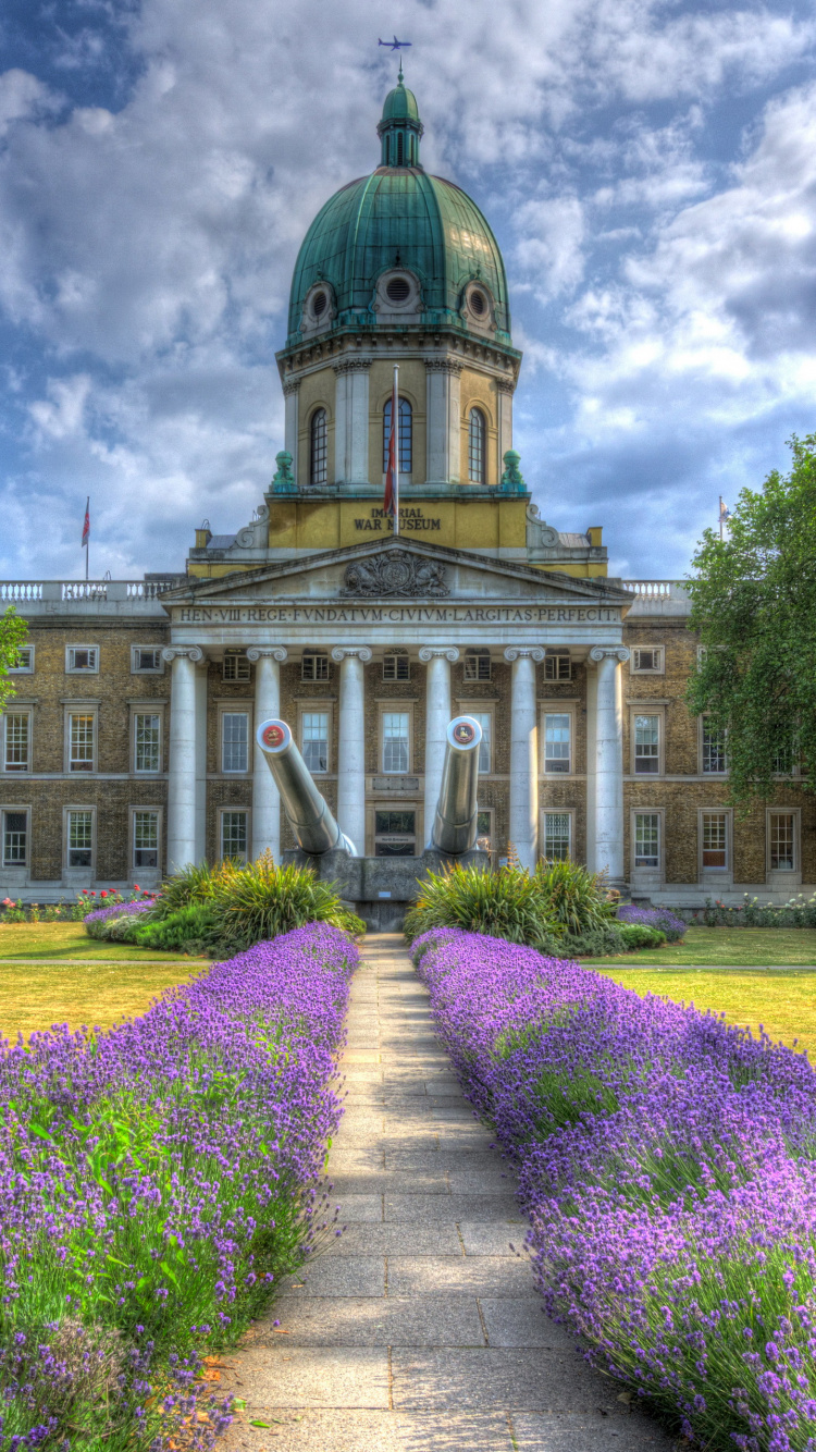 Обои имперский военный музей лаванды, Музей Лондона, музей, имперский военный музей, природа в разрешении 750x1334