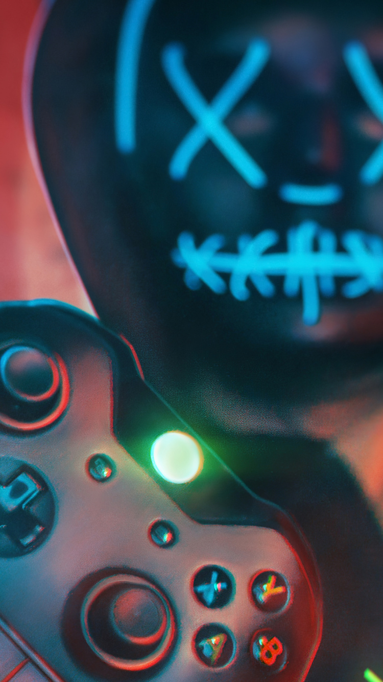 Обои геймер, лазурный, устройство ввода, пурпур, джойстик в разрешении 750x1334