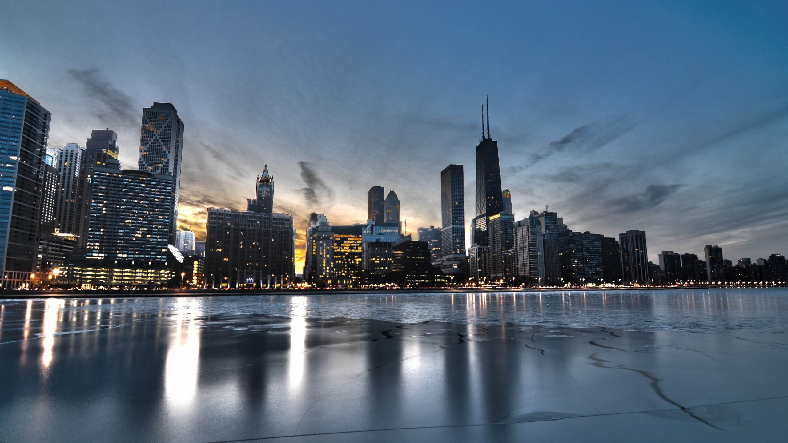 Обои Чикаго, небоскреб, городской пейзаж, здание, город в разрешении 2560x1440