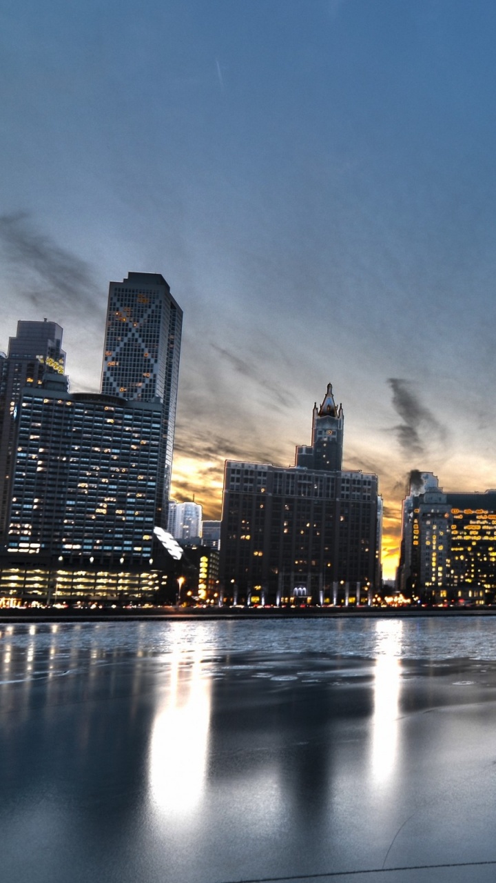 Обои Чикаго, небоскреб, городской пейзаж, здание, город в разрешении 720x1280