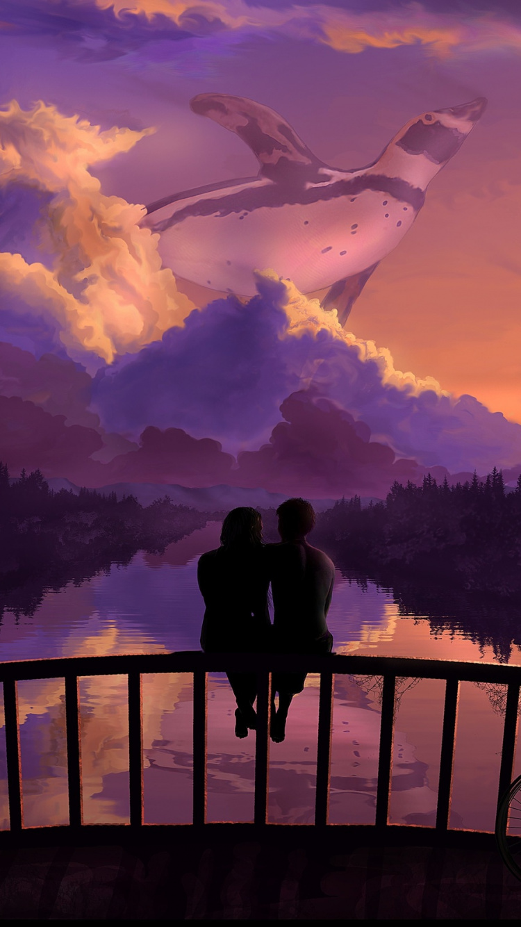 Обои роман, пурпур, облако, вечер, закат в разрешении 750x1334