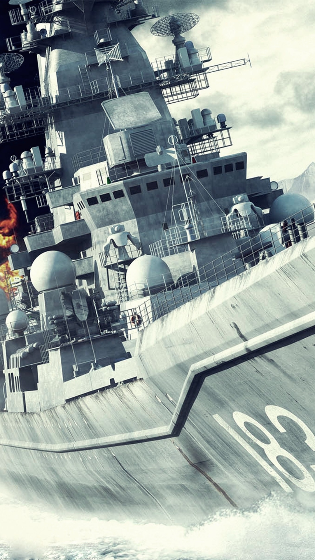 Обои Линкор, военный корабль, Линейный крейсер, разрушитель, корабль в разрешении 1080x1920