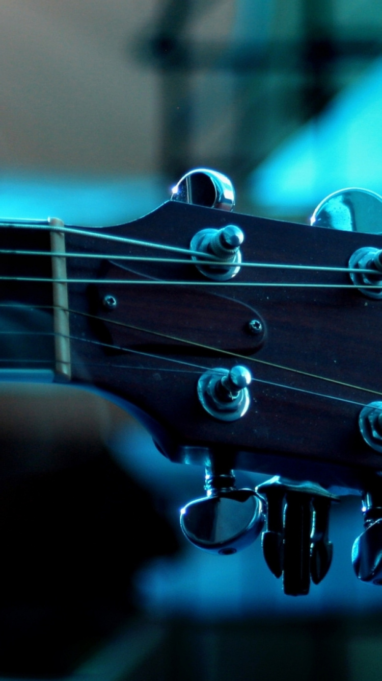 Обои гитара, акустическая гитара, синий, струнный инструмент, музыкальный инструмент в разрешении 750x1334