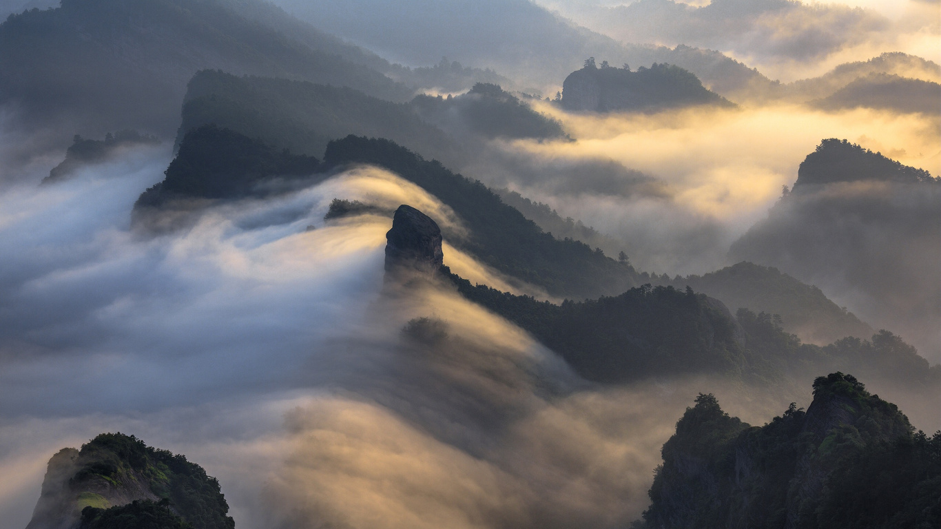 Обои панорама, облако, атмосфера, нагорье, гора в разрешении 1366x768