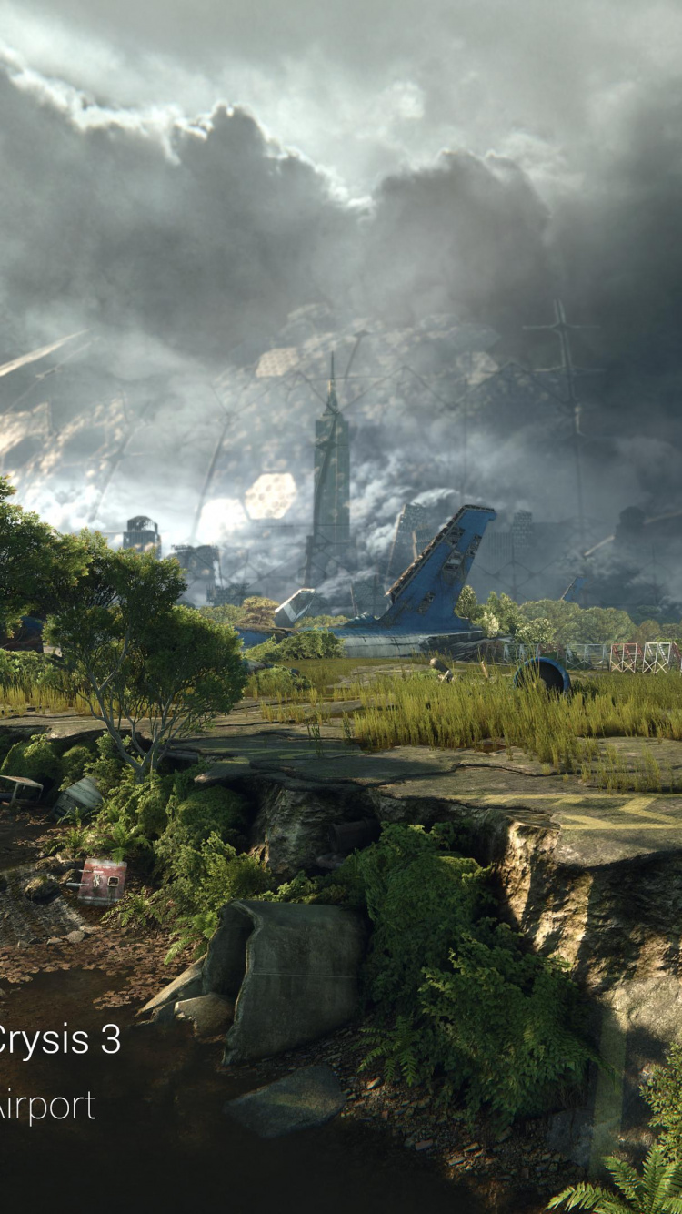Обои crysis 3, пейзаж, облако, джунгли, дерево в разрешении 750x1334