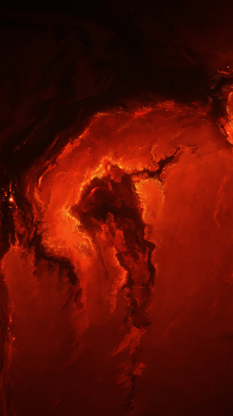 Обои туманность, пространство искусства, космос, красный цвет, Апельсин в разрешении 750x1334