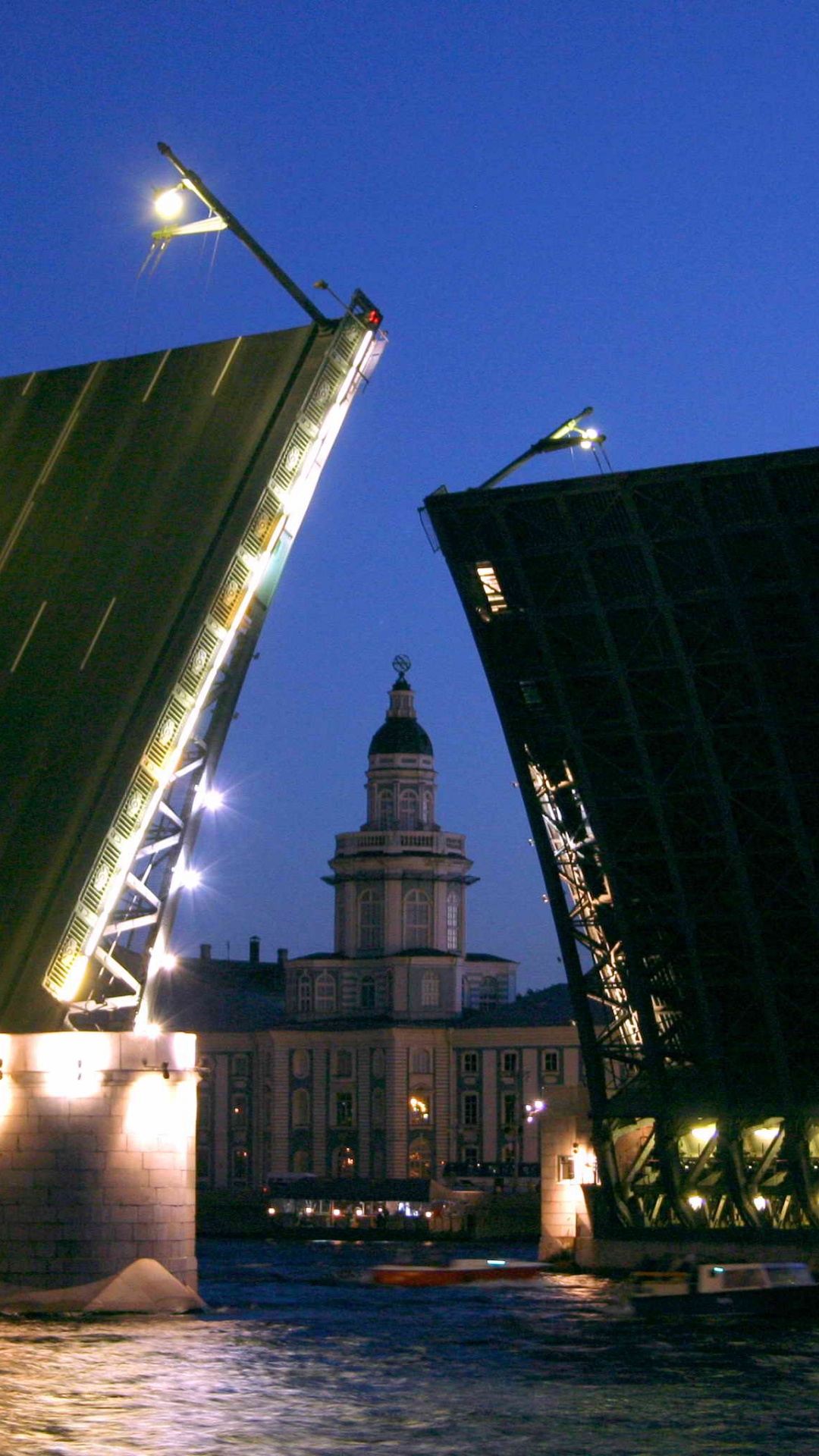 Обои Санкт Петербург, мост, разводной мост, ночь, ориентир в разрешении 1080x1920