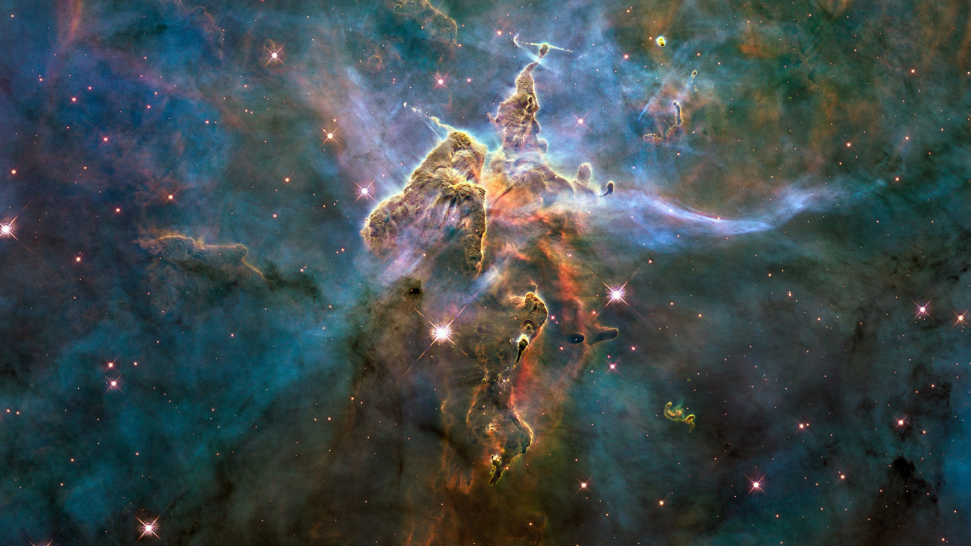 Обои космический телескоп Хаббл, туманность, Мистическая Гора, туманность киля, Астрономия в разрешении 1366x768