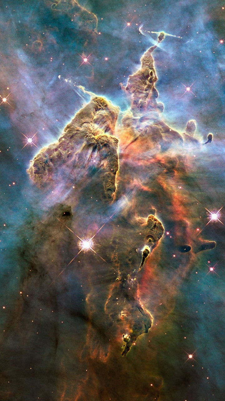 Обои космический телескоп Хаббл, туманность, Мистическая Гора, туманность киля, Астрономия в разрешении 720x1280