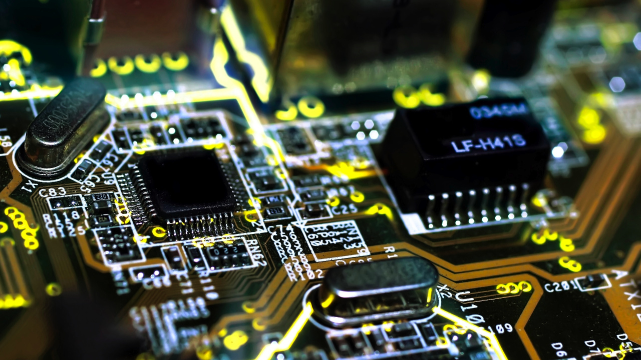 Обои материнская плата, электронная техника, электронный компонент, электроника, технологии в разрешении 1280x720