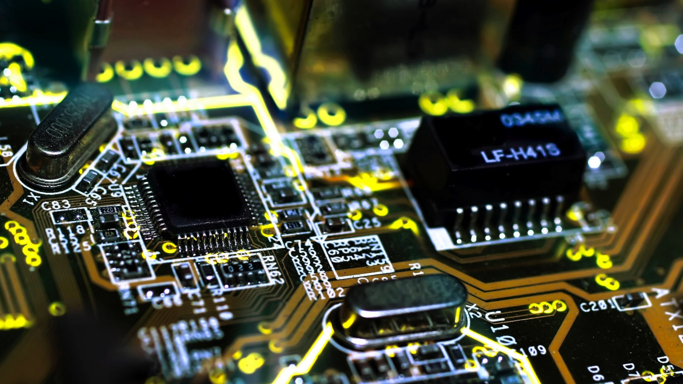 Обои материнская плата, электронная техника, электронный компонент, электроника, технологии в разрешении 1366x768
