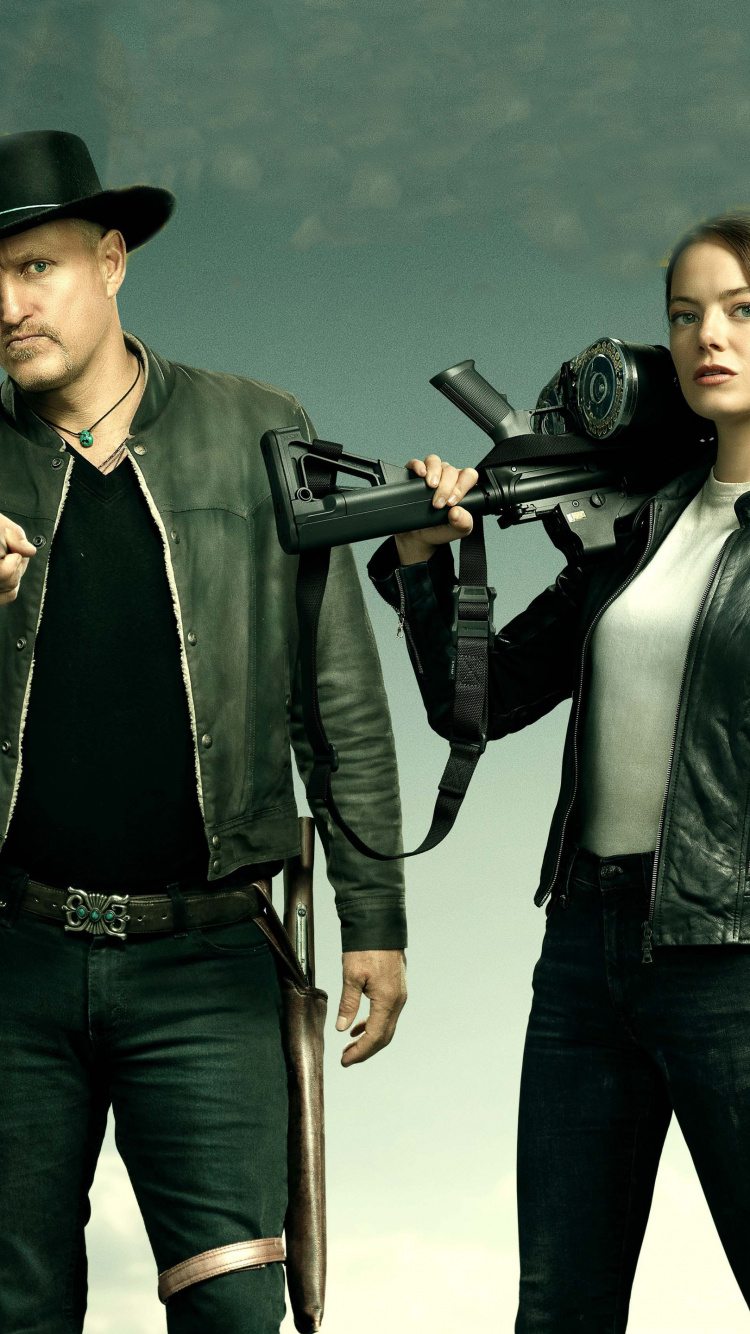 Обои Рубен Флейшер, Эмма Стоун, Вуди Харрельсон, zombieland 2 двойное нажатие, Зомбилэнд в разрешении 750x1334
