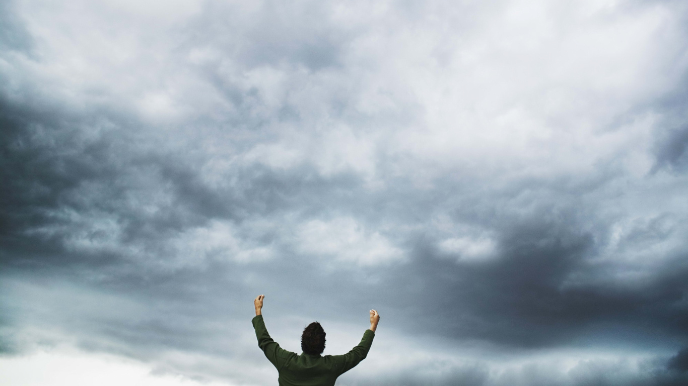 Обои облако, кучевые, горизонт, метеорологическое явление, молния в разрешении 1366x768