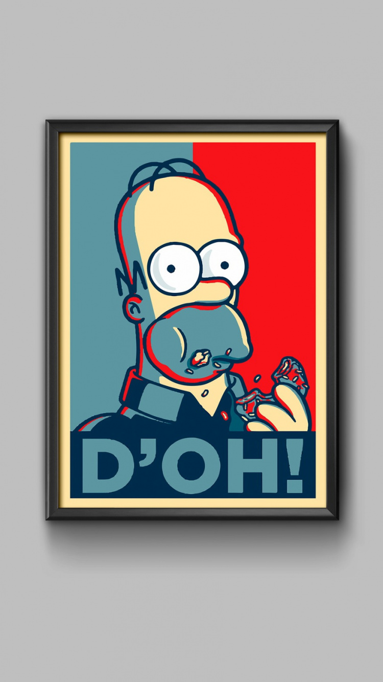 Обои Гомер Симпсон, иллюстрация, рисование, лого, арт в разрешении 750x1334