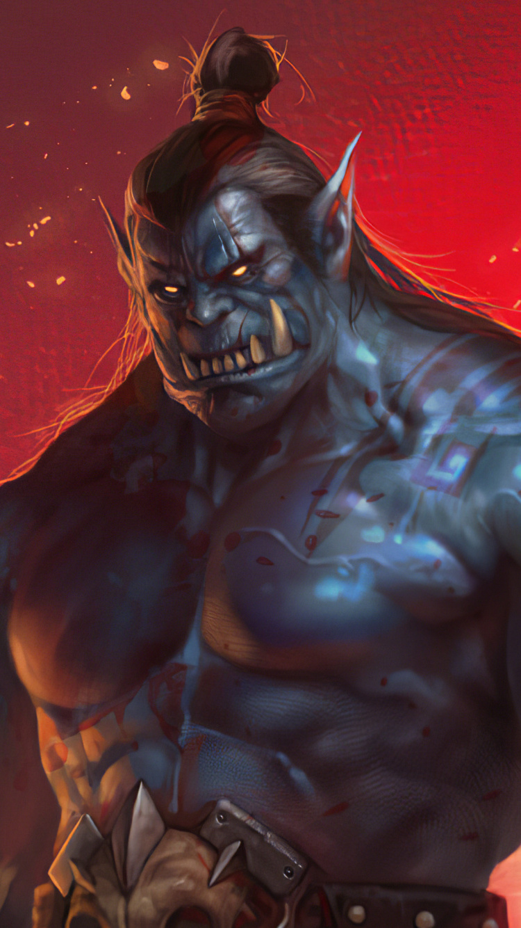 Обои орк, демон, супергерой, Бэтмен, иллюстрация в разрешении 750x1334