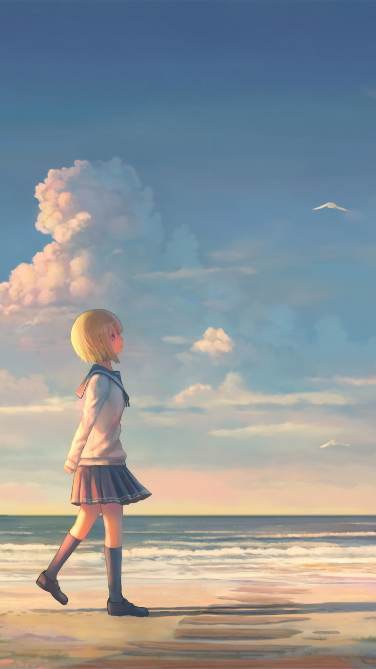 Обои море, океан, облако, пляж, горизонт в разрешении 750x1334