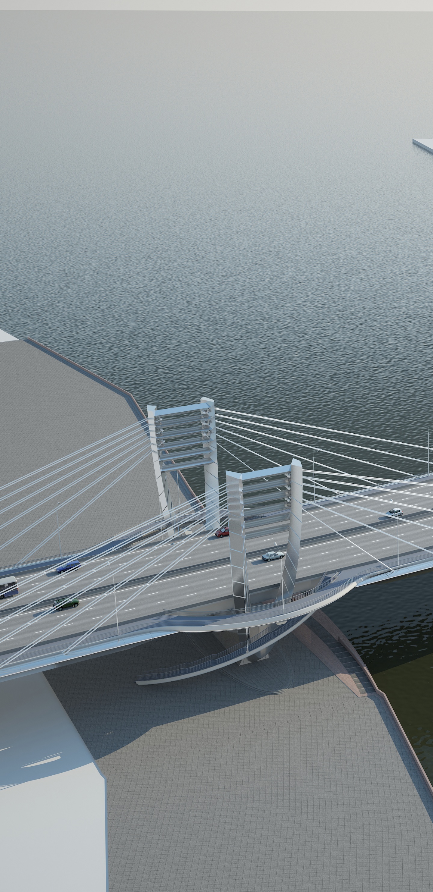 Обои Серный Остров, мост, вантовый мост, строительство, проект в разрешении 1440x2960