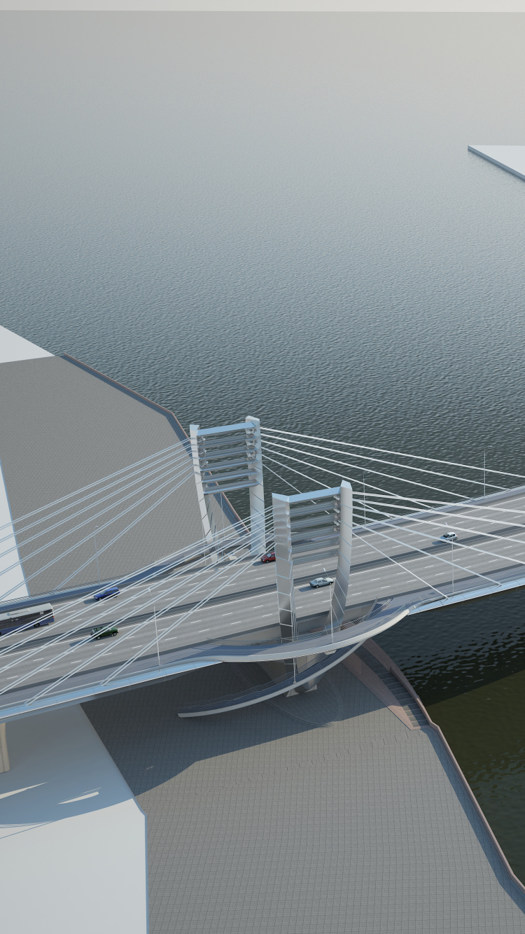 Обои Серный Остров, мост, вантовый мост, строительство, проект в разрешении 750x1334