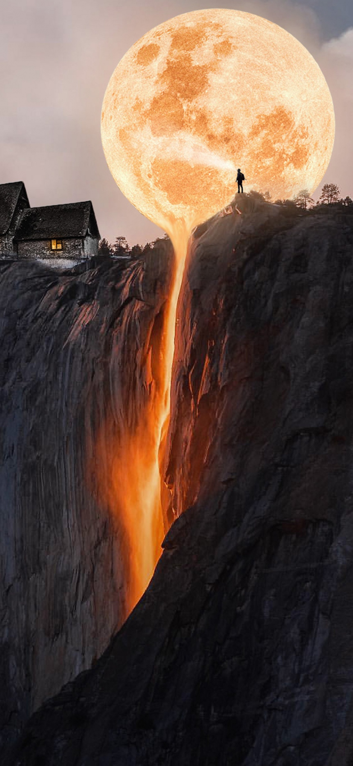 Обои Горящая луна в разрешении 1125x2436