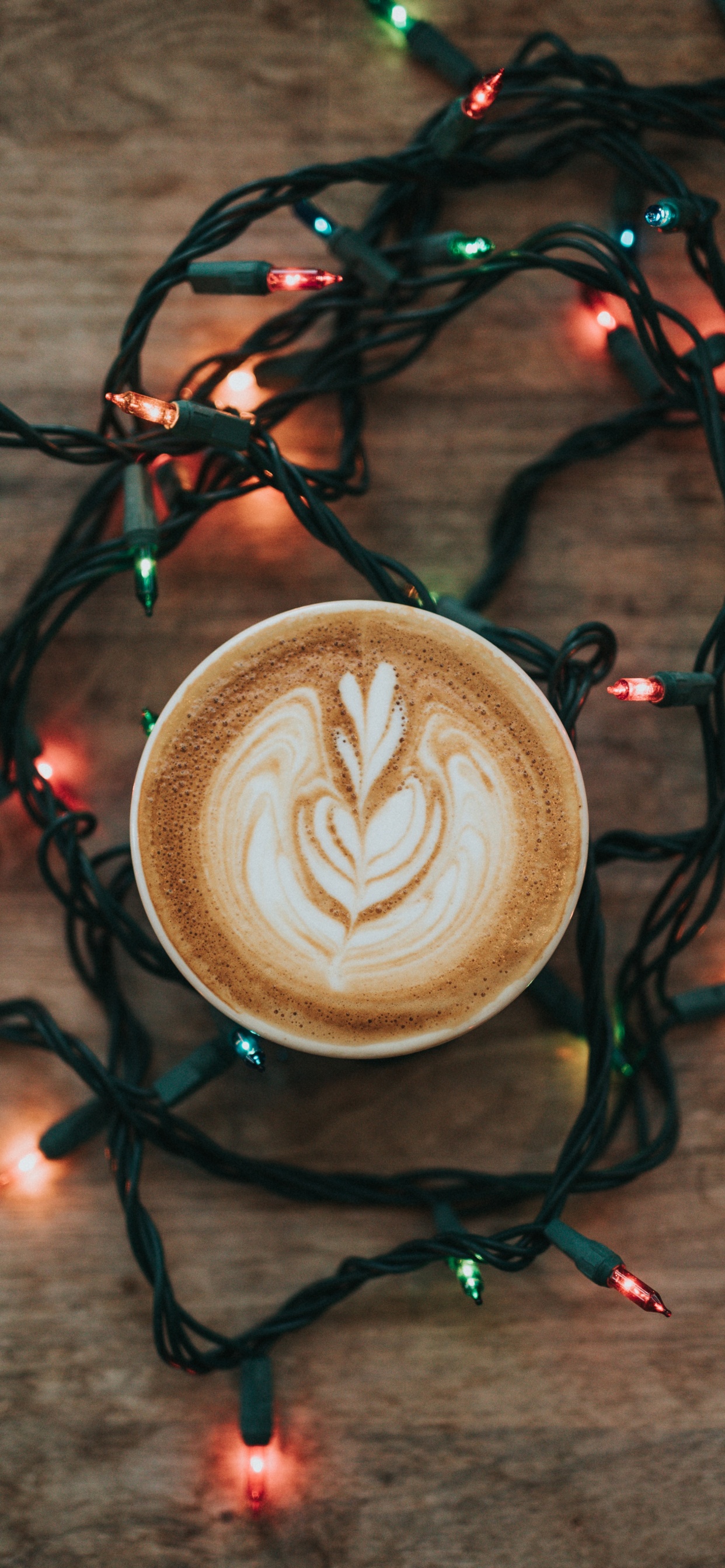 Обои кофе, капучино, кофейня, кофе эспрессо, освещение в разрешении 1242x2688