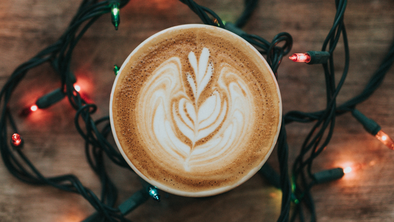 Обои кофе, капучино, кофейня, кофе эспрессо, освещение в разрешении 1280x720