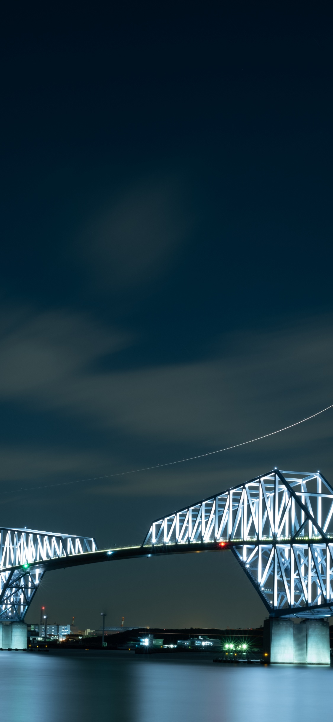 Обои Токио Гейт Бридж, мост, синий, ориентир, вода в разрешении 1125x2436